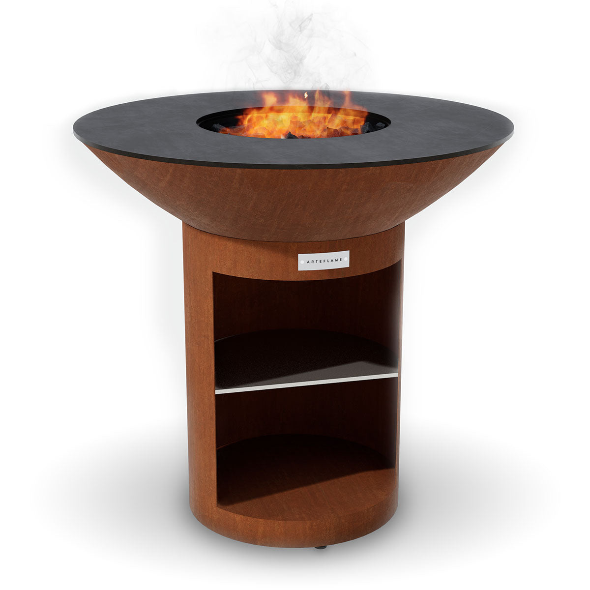 Arteflame Classic 40″ — Round Base Flat-Top Grill & Fire Bowl (CORTEN Steel)